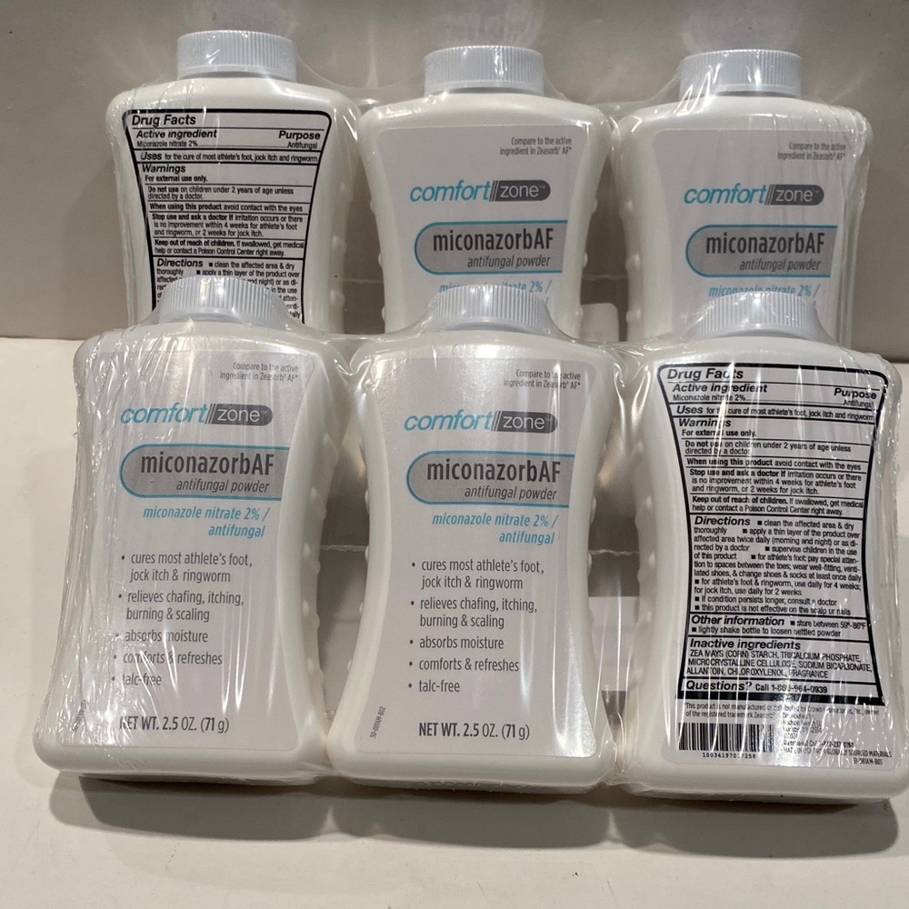 NIP 2 Sealed Packages w/ 6 containers 2.5 oz. MiconazorbAF Antifungal Powder